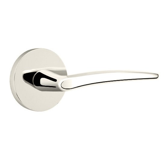 Emtek Poseidon Lever With Disk Rosette in Lifetime Polished Nickel finish