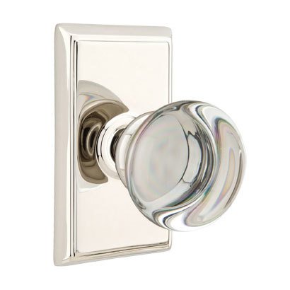 Emtek Providence Crystal Knob with Rectangular Rosette in Lifetime Polished Nickel finish