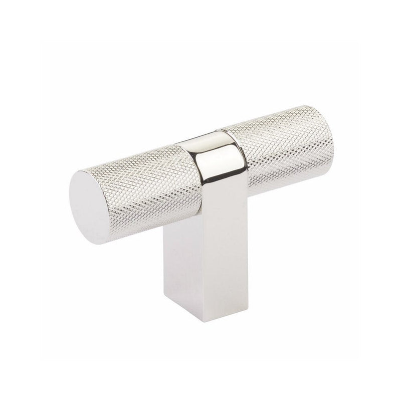 Emtek Select Bar Knurled Cabinet T-Knob, 3 1/8" in Lifetime Polished Nickel finish