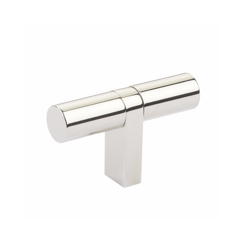 The Emtek Select Bar Smooth Cabinet T-Knob, 2 1/4" in Lifetime Polished Nickel finish