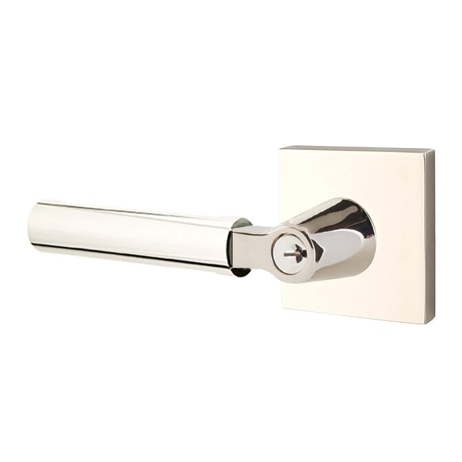 Emtek Select L-Square Smooth Key in Lever with Square Rosette in Lifetime Polished Nickel finish