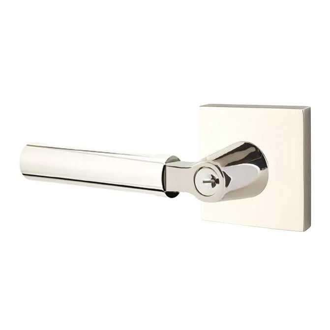 Emtek Select L-Square Smooth Key in Lever with Square Rosette in Lifetime Polished Nickel finish