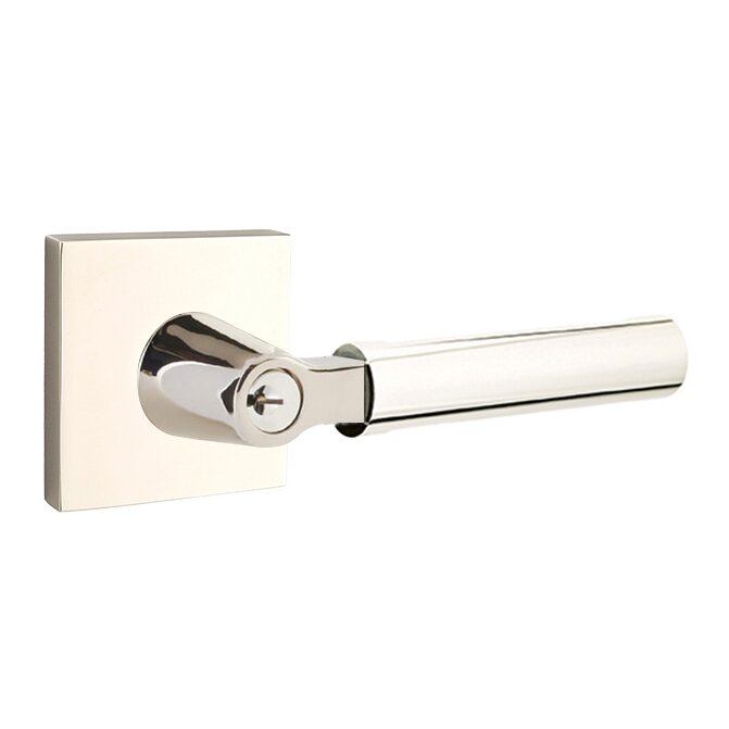 Emtek Select L-Square Smooth Key in Lever with Square Rosette in Lifetime Polished Nickel finish