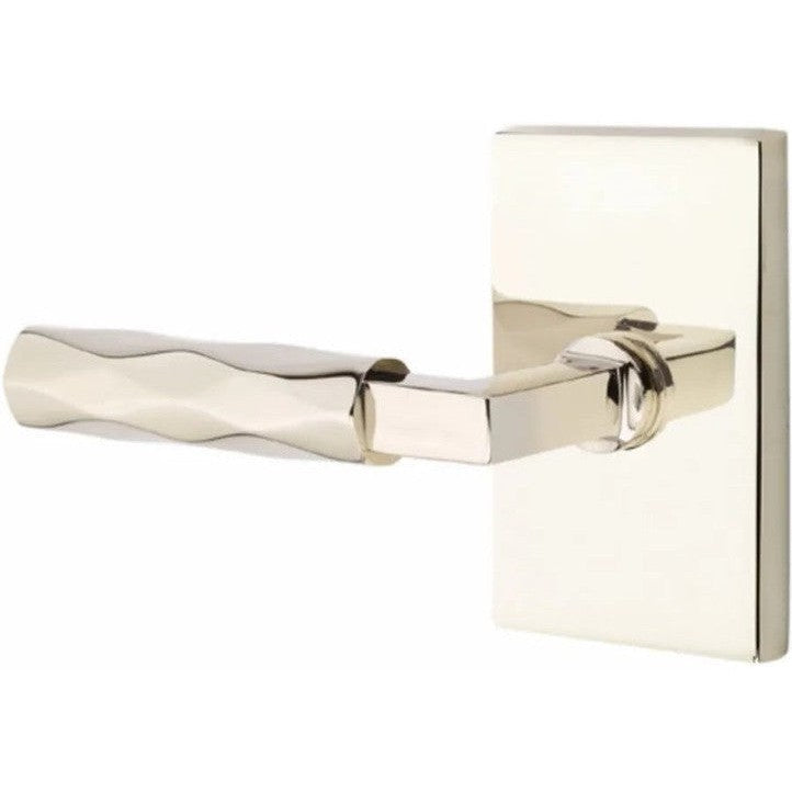 Emtek Select L-Square Tribeca Lever with Modern Rectangular Rosette in Lifetime Polished Nickel finish