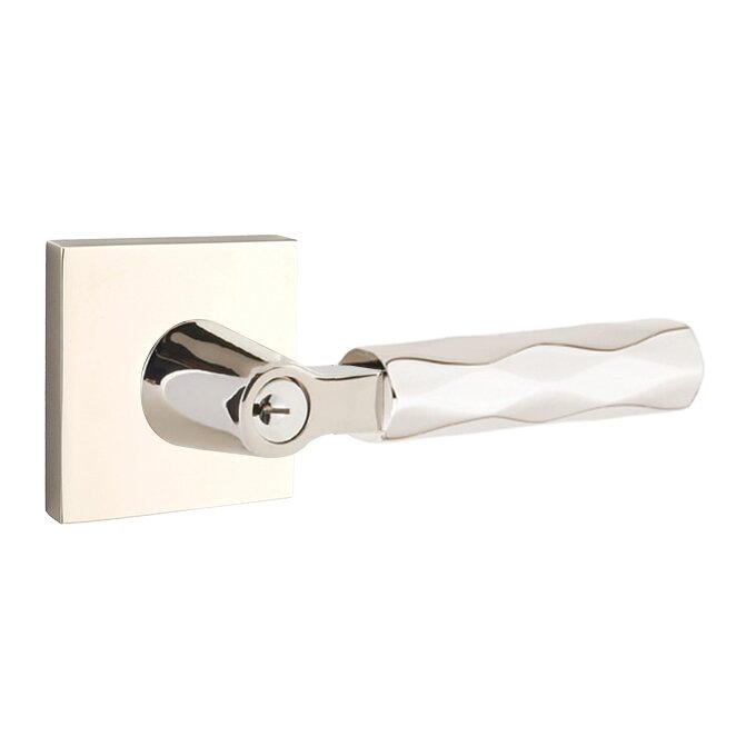 Emtek Select L-Square Tribeca Lever with Square Rosette in Lifetime Polished Nickel finish