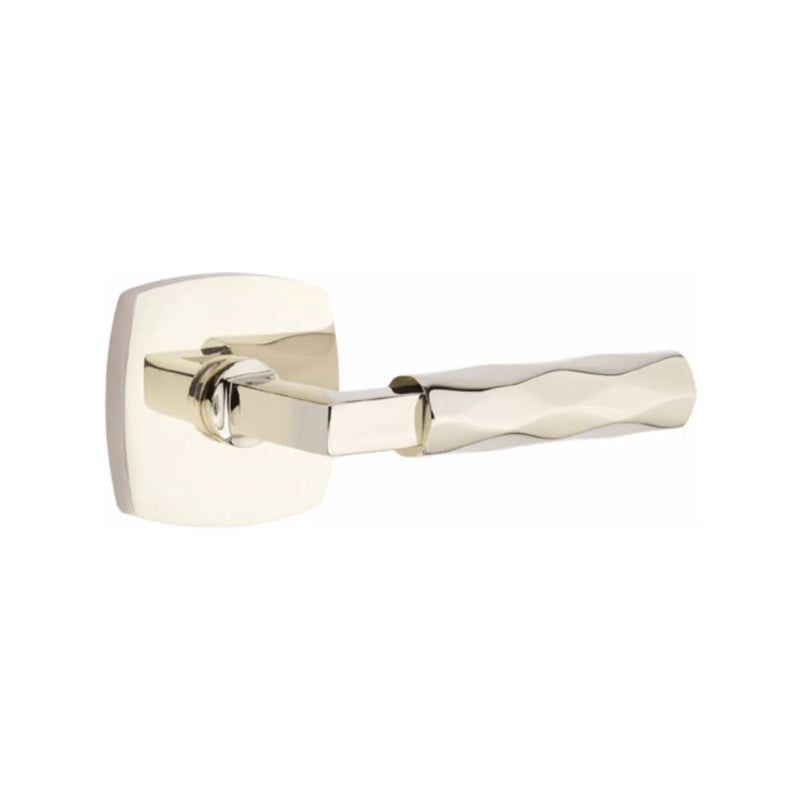 Emtek Select L-Square Tribeca Lever with Urban Modern Rosette in Lifetime Polished Nickel finish