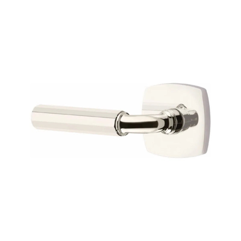 Emtek Select R-Bar Faceted Lever with Urban Modern Rosette in Lifetime Polished Nickel finish