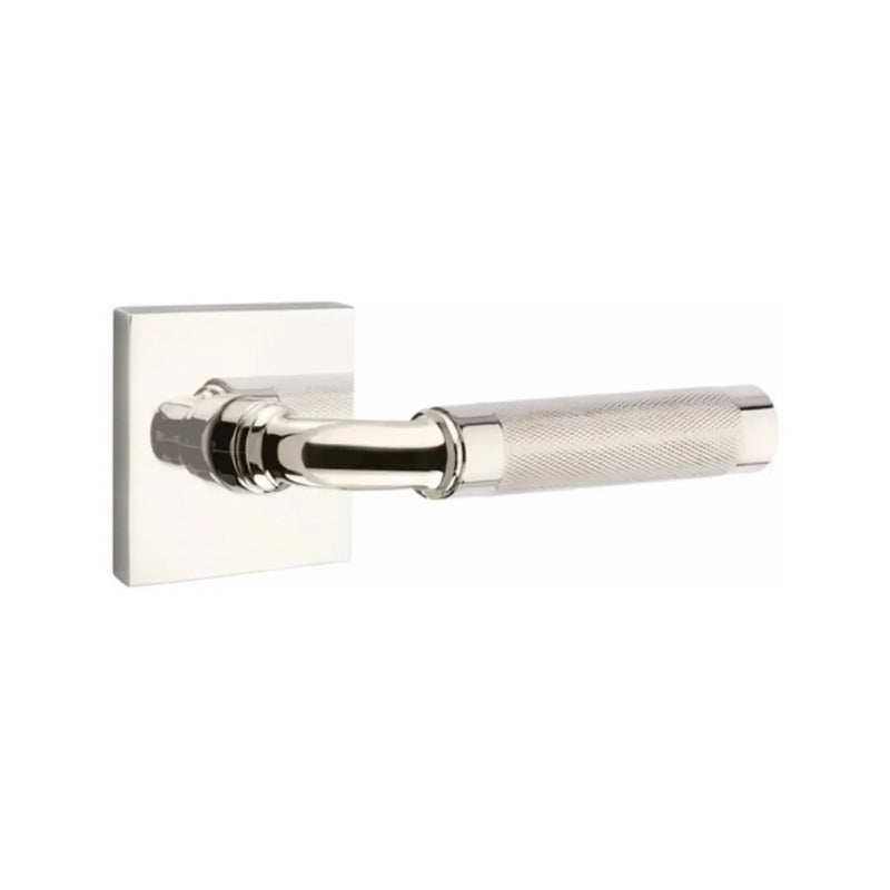 Emtek Select R-Bar Knurled Lever with Square Rosette in Lifetime Polished Nickel finish