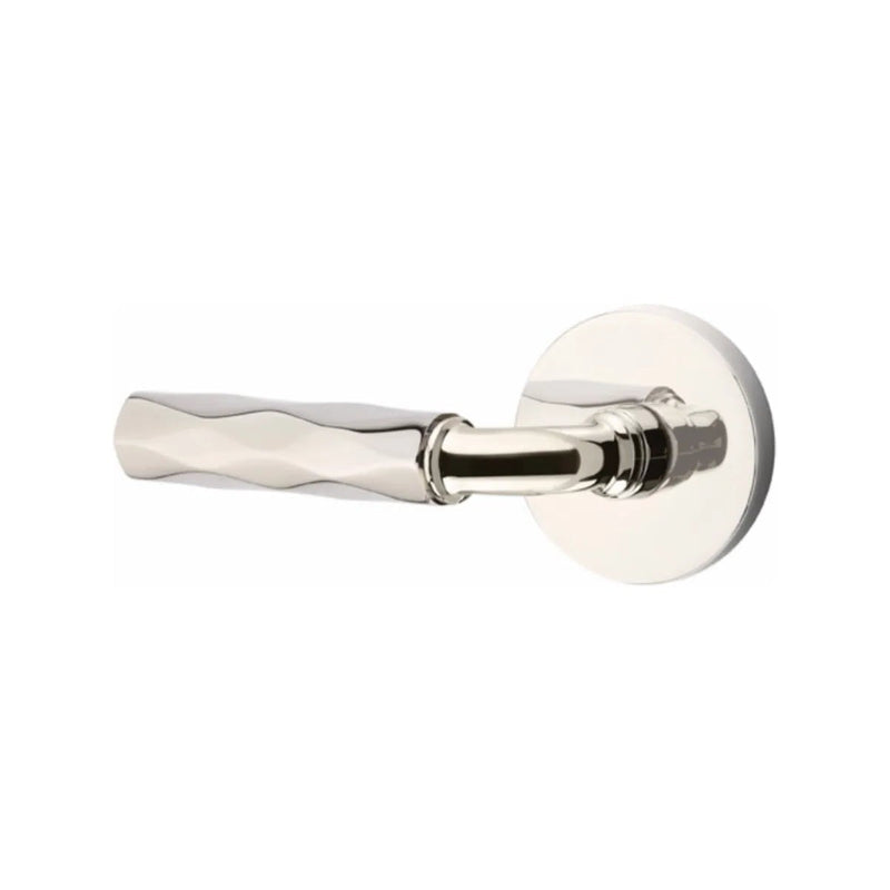 Emtek Select R-Bar Tribeca Lever with Disk Rosette in Lifetime Polished Nickel finish