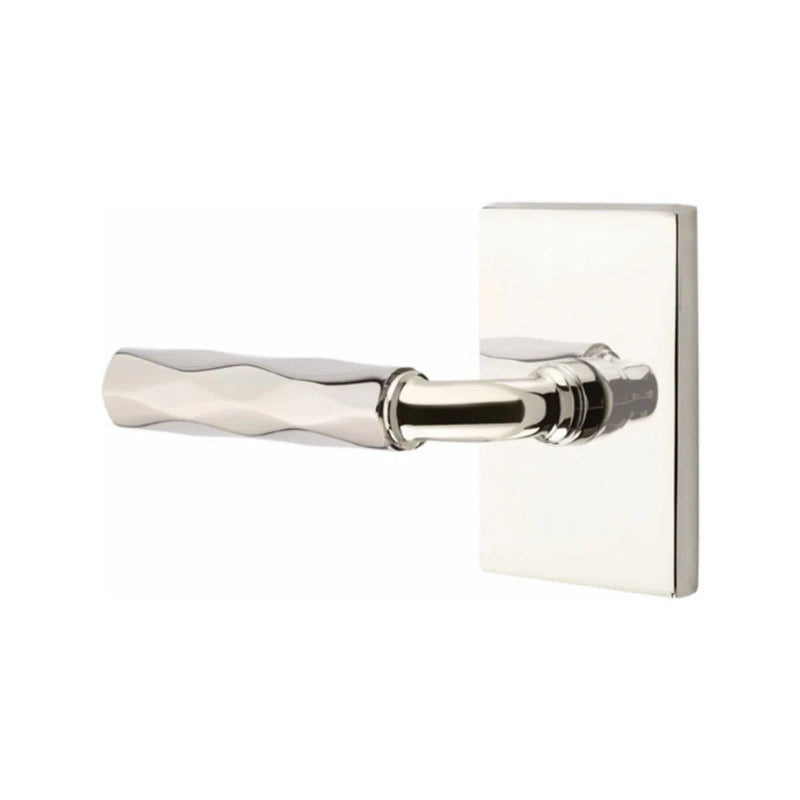 Emtek Select R-Bar Tribeca Lever with Modern Rectangular Rosette in Lifetime Polished Nickel finish