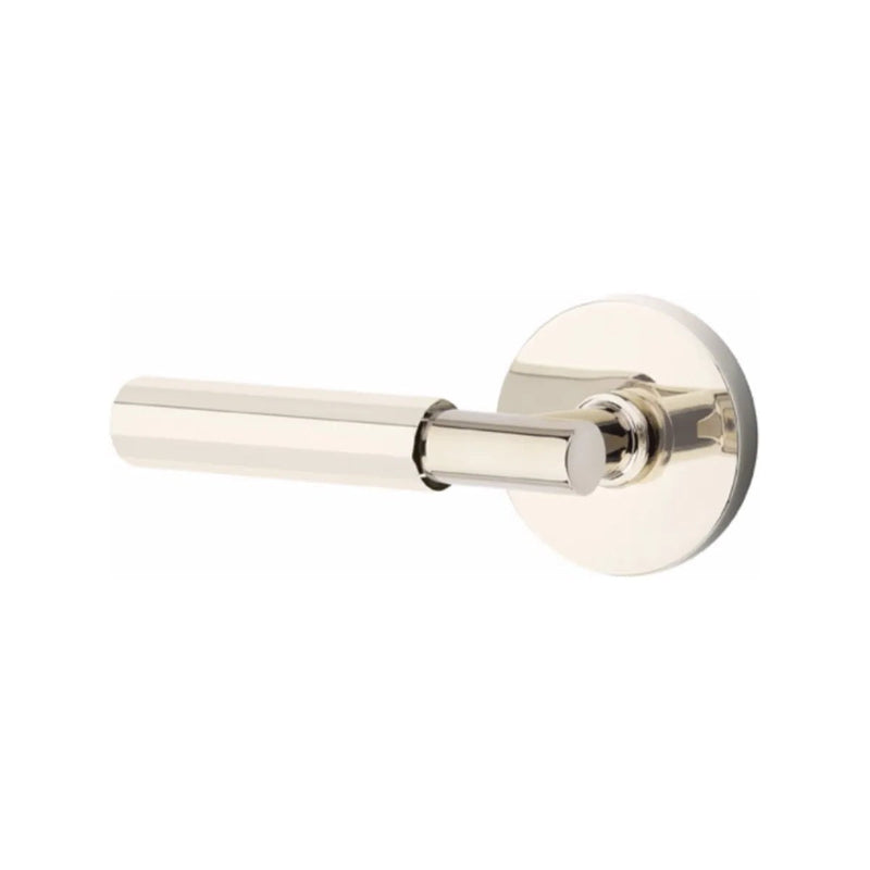 Emtek Select T-Bar Faceted Lever with Disk Rosette in Lifetime Polished Nickel finish