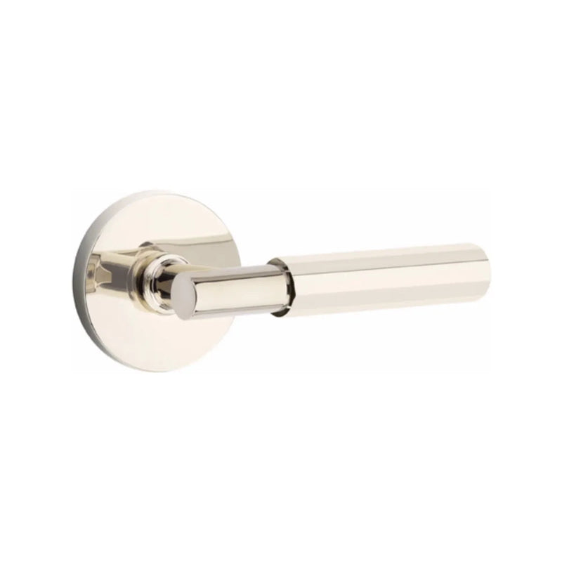 Emtek Select T-Bar Faceted Lever with Disk Rosette in Lifetime Polished Nickel finish