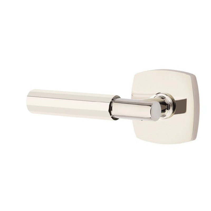 Emtek Select T-Bar Faceted Lever with Urban Modern Rosette in Lifetime Polished Nickel finish