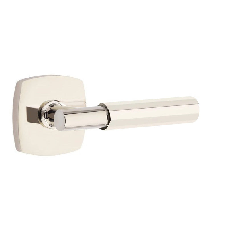 Emtek Select T-Bar Faceted Lever with Urban Modern Rosette in Lifetime Polished Nickel finish