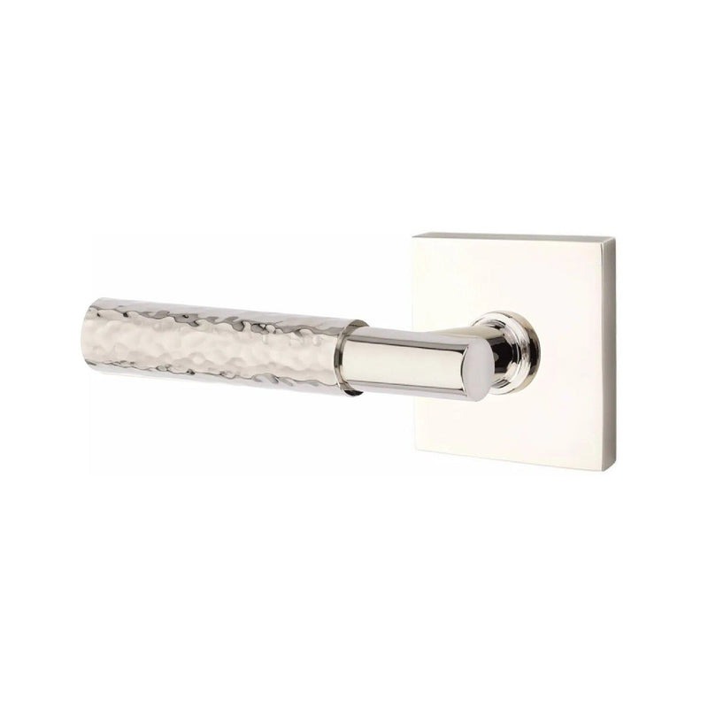 Emtek Select T-Bar Hammered Lever with Square Rosette in Lifetime Polished Nickel finish