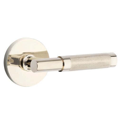 Emtek Select T-Bar Knurled Lever with Disk Rosette in Lifetime Polished Nickel finish