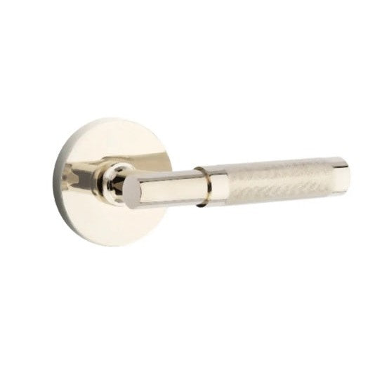 Emtek Select T-Bar Knurled Lever with Disk Rosette in Lifetime Polished Nickel finish