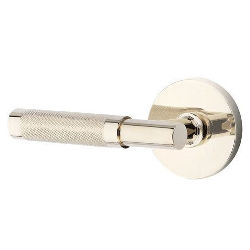 Emtek Select T-Bar Knurled Lever with Disk Rosette in Lifetime Polished Nickel finish