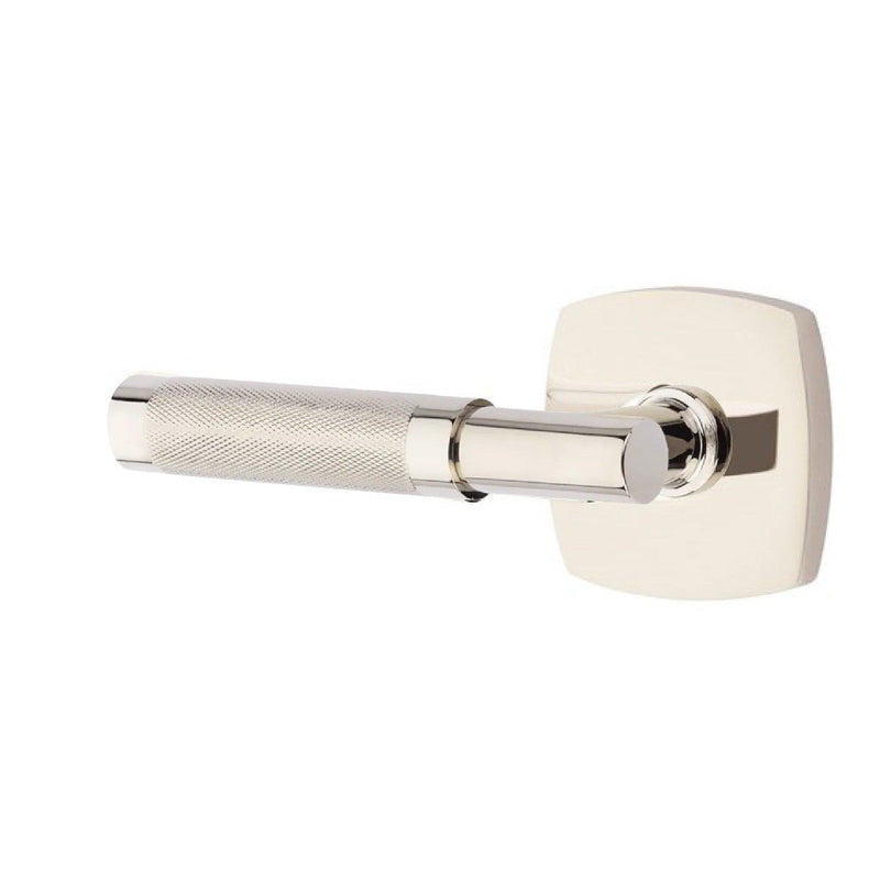 Emtek Select T-Bar Knurled Lever with Urban Modern Rosette in Lifetime Polished Nickel finish