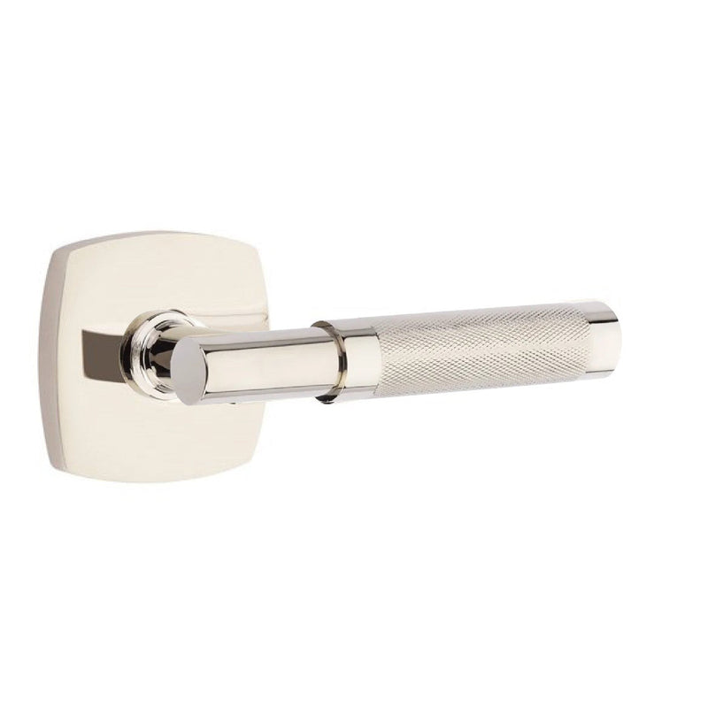 Emtek Select T-Bar Knurled Lever with Urban Modern Rosette in Lifetime Polished Nickel finish