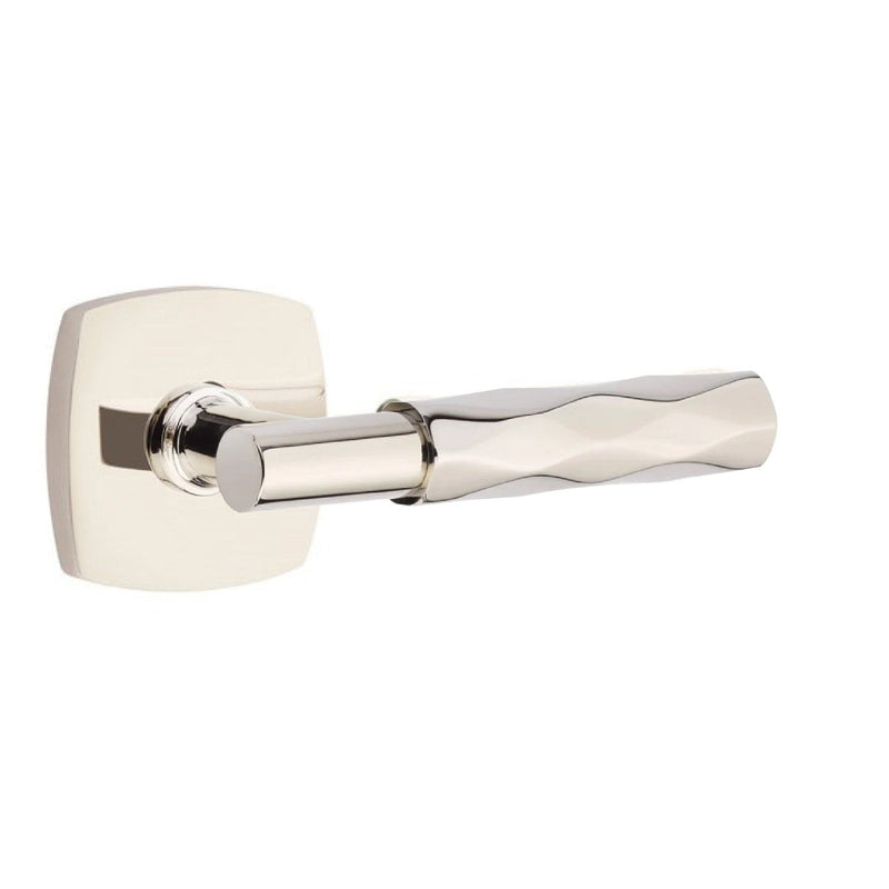 Emtek Select T-Bar Tribeca Lever with Urban Modern Rosette in Lifetime Polished Nickel finish