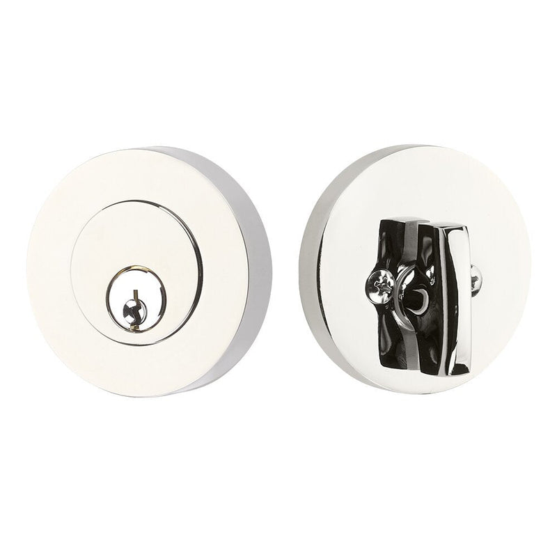 Emtek Single Cylinder Modern Disc Deadbolt in Lifetime Polished Nickel finish