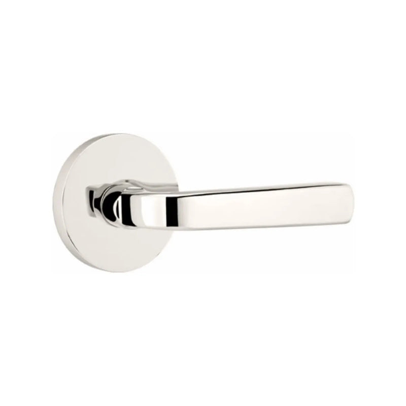 Emtek Sion Lever With Disk Rosette in Lifetime Polished Nickel finish