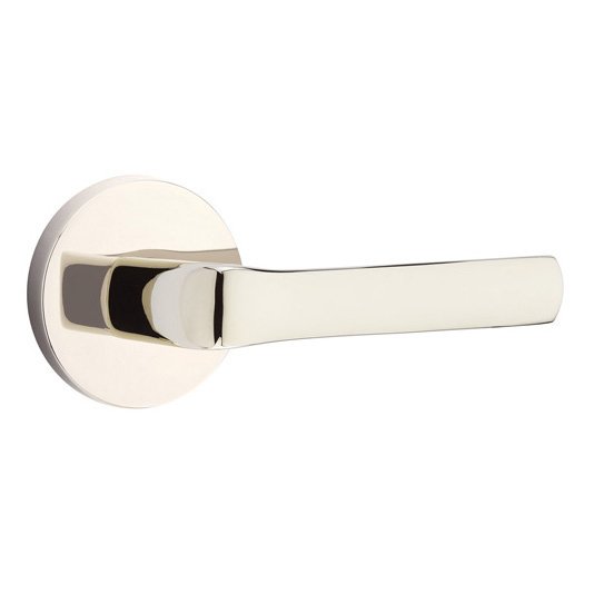 Emtek Spencer Lever With Disk Rosette in Lifetime Polished Nickel finish