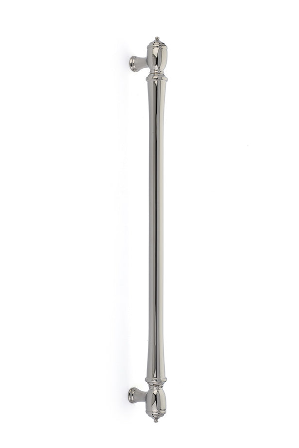 The Emtek Spindle Appliance Pull, 18" Center to Center in Lifetime Polished Nickel finish