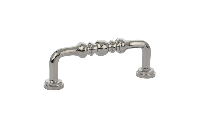 The Emtek Spindle Cabinet Pull, 3" Center to Center in Lifetime Polished Nickel finish