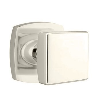 Emtek Square Knob with Urban Modern Rosette in Lifetime Polished Nickel finish