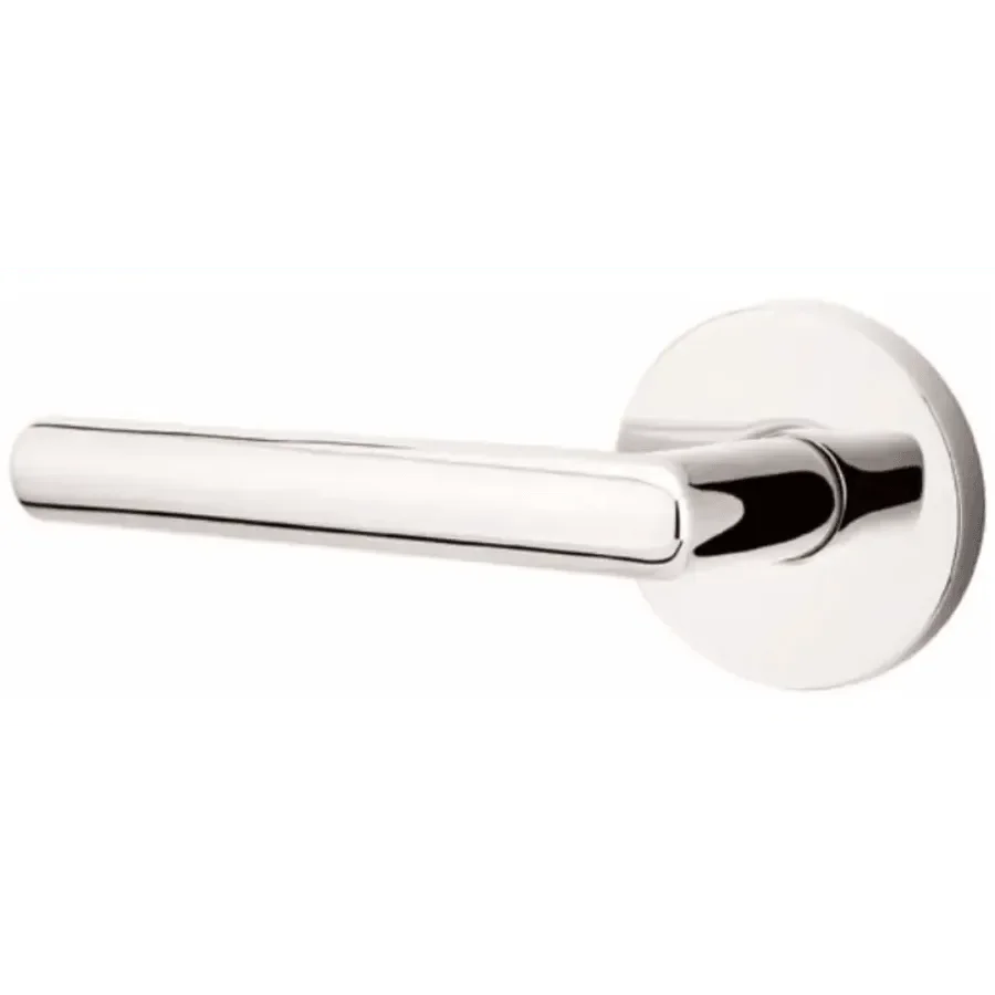 Emtek Stuttgart Lever With Disk Rosette in Lifetime Polished Nickel finish