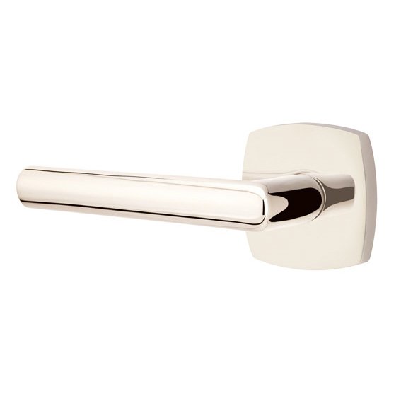 Emtek Stuttgart Lever With Urban Modern Rosette in Lifetime Polished Nickel finish