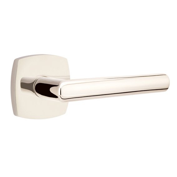 Emtek Stuttgart Lever With Urban Modern Rosette in Lifetime Polished Nickel finish