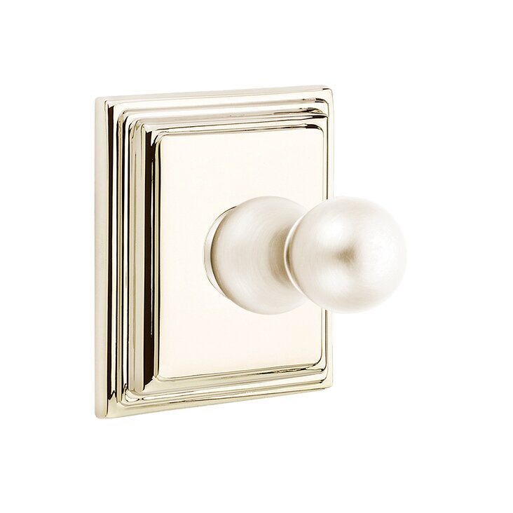 Emtek Traditional Brass Single Robe Hook With Wilshire Rosette in Lifetime Polished Nickel finish