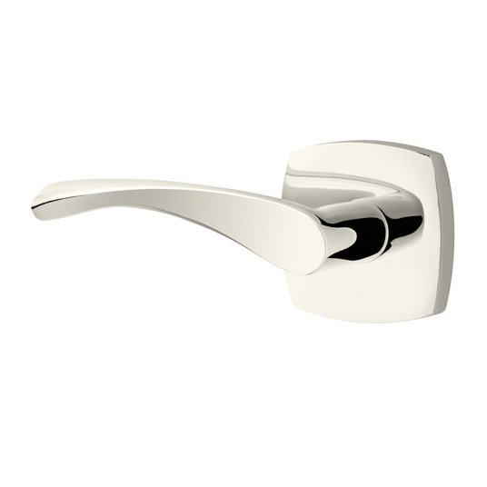 The Emtek Triton Lever With Urban Modern Rosette in Lifetime Polished Nickel finish