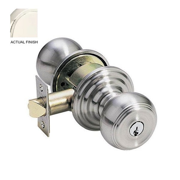 The Emtek Waverly Knob with Regular Rosette in Lifetime Polished Nickel finish.