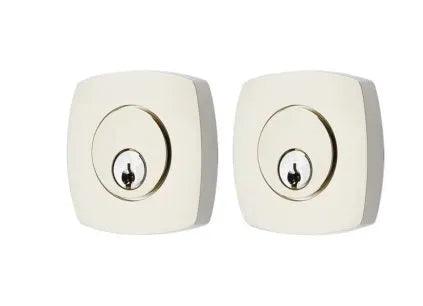 Emtek Weiser Keyway, Urban Modern Deadbolt, Double Cylinder in Lifetime Polished Nickel finish