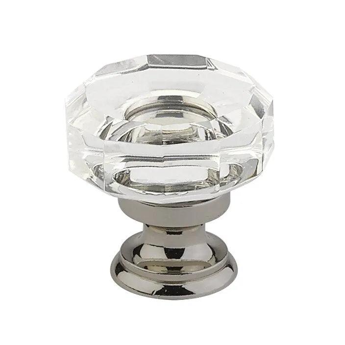 The Emtek Lowell Crystal Glass Knob 1-3/8" Wide (1-1/4" Projection) in Pewter finish