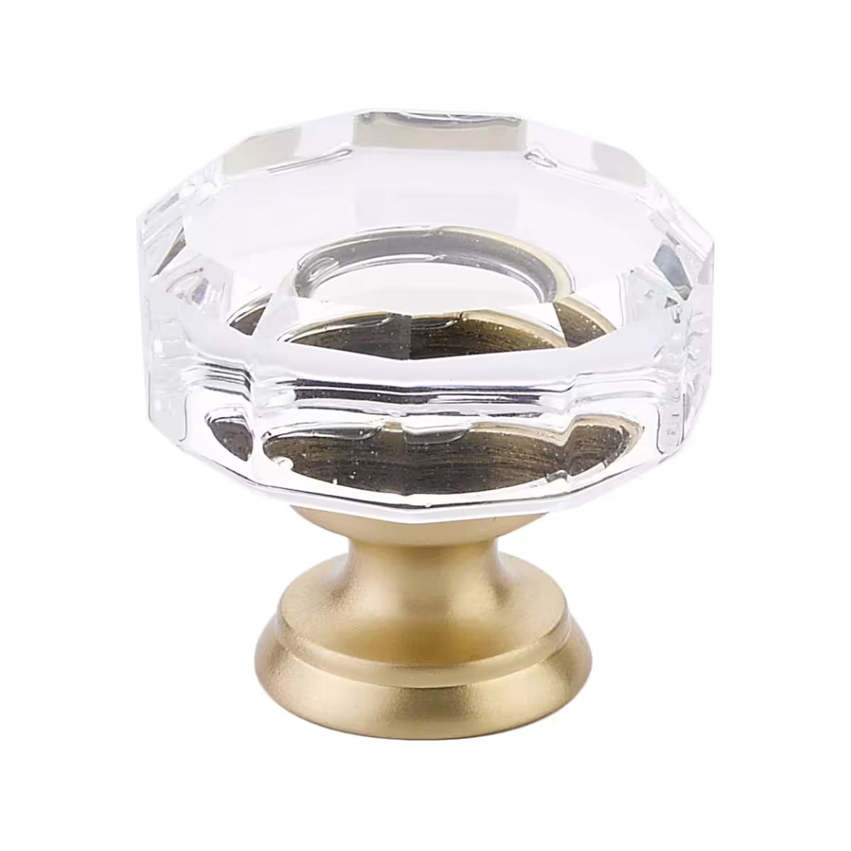 Emtek Lowell Crystal Glass Cabinet Knob Satin Brass