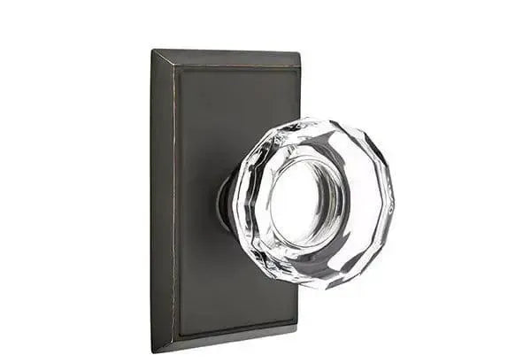 EmtekEmtek Lowell Crystal Knob with Rectangular Rosette in 