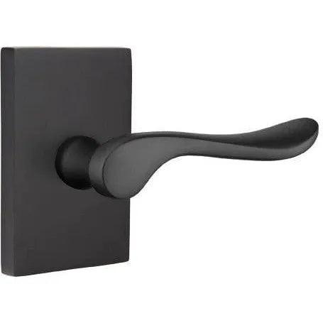 Emtek Luzern Lever With Modern Rectangular Rosette in Flat Black finish