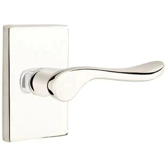 Emtek Luzern Lever With Modern Rectangular Rosette in Lifetime Polished Nickel finish