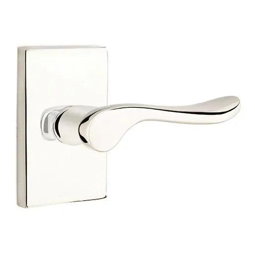 Emtek Luzern Lever With Modern Rectangular Rosette in Lifetime Polished Nickel finish