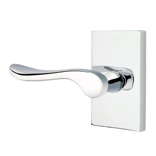Emtek Luzern Lever With Modern Rectangular Rosette in Polished Chrome finish