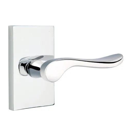 Emtek Luzern Lever With Modern Rectangular Rosette in Polished Chrome finish