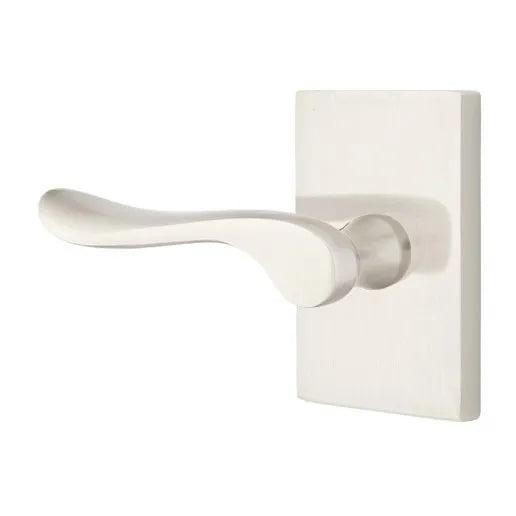 Emtek Luzern Lever With Modern Rectangular Rosette in Satin Nickel finish