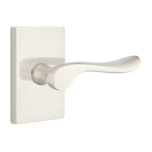 Emtek Luzern Lever With Modern Rectangular Rosette in Satin Nickel finish
