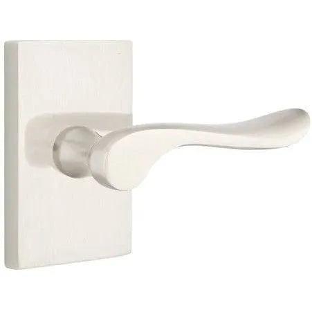 Emtek Luzern Lever With Modern Rectangular Rosette in Satin Nickel finish
