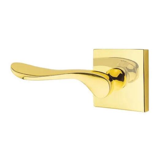 Emtek Luzern Lever With Square Rosette Unlacquered Brass